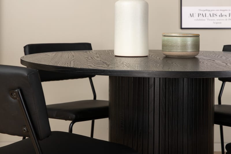 Biana Matgrupp 110 cm Rund inkl 4 Kenth Stolar - Svart/Konstläder - Möbler - Matplats - Matgrupp & matbord med stolar