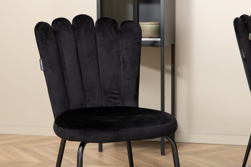 Biana Matgrupp 110 cm Rund inkl 4 Limhamn Sammetsstolar - Svart - Möbler - Matplats - Matgrupp & matbord med stolar