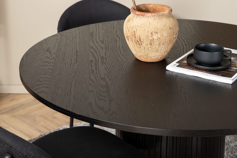 Biana Matgrupp 110 cm Rund inkl 4 Moncoll Stolar - Svart - Möbler - Matplats - Matgrupp & matbord med stolar