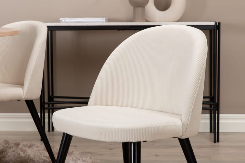 Biana Matgrupp 110 cm Rund inkl 4 Valera Manchesterstolar - Beige/Svart - Möbler - Matplats - Matgrupp & matbord med stolar