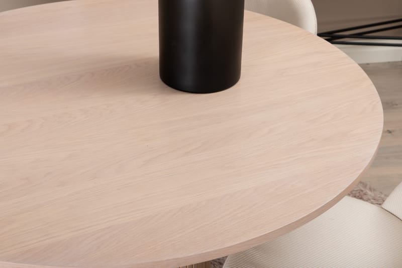 Biana Matgrupp 110 cm Rund inkl 4 Valera Manchesterstolar - Beige/Svart - Möbler - Matplats - Matgrupp & matbord med stolar