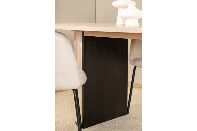 Biana Matgrupp 200 cm Oval inkl 4 Berita Sammetsstolar - Beige/Svart - Möbler - Matplats - Matgrupp & matbord med stolar