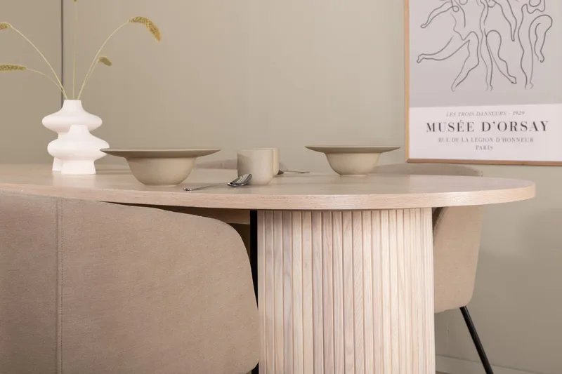 Biana Matgrupp 200 cm Oval inkl 4 Berita Stolar - Beige/Svart - Möbler - Matplats - Matgrupp & matbord med stolar