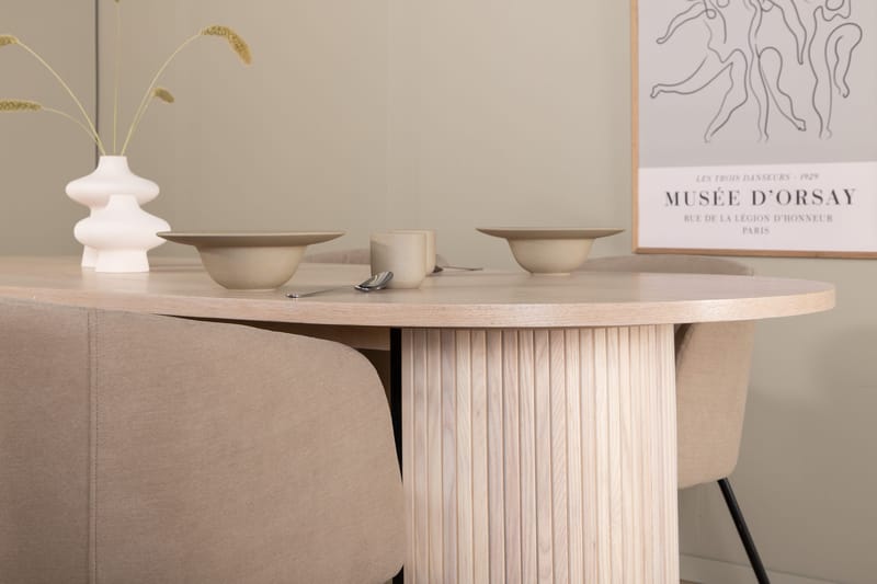 Biana Matgrupp 200 cm Oval inkl 4 Berita Stolar - Beige/Svart - Möbler - Matplats - Matgrupp & matbord med stolar