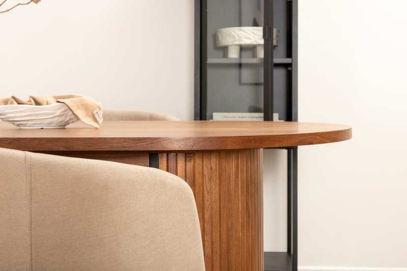 Biana Matgrupp 200 cm Oval inkl 4 Berita Stolar - Valnöt/Beige/Svart - Möbler - Matplats - Matgrupp & matbord med stolar