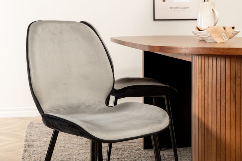 Biana Matgrupp 200 cm Oval inkl 4 Emsa Stolar - Valnötsbrun/Ljusgrå/Svart - Möbler - Matplats - Matgrupp & matbord med stolar