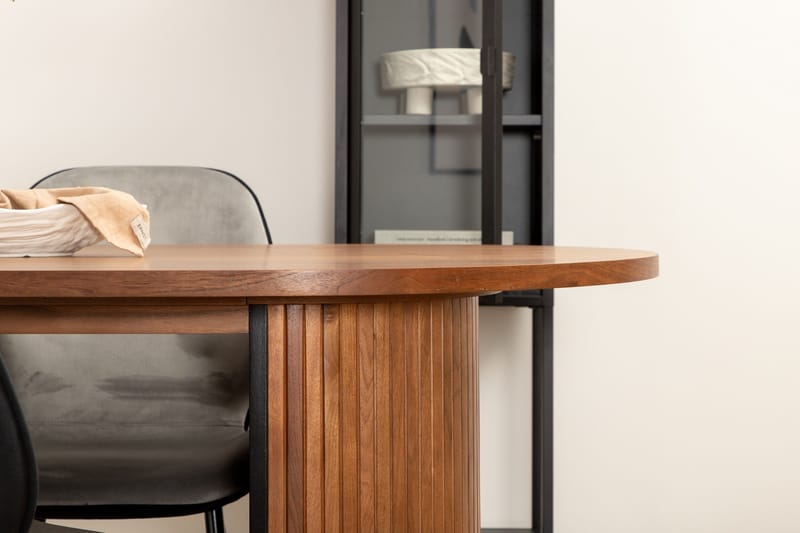 Biana Matgrupp 200 cm Oval inkl 4 Emsa Stolar - Valnötsbrun/Ljusgrå/Svart - Möbler - Matplats - Matgrupp & matbord med stolar