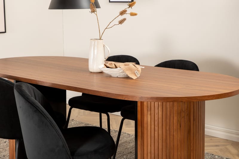 Biana Matgrupp 200 cm Oval inkl 4 Foyos Stolar - Valnötsbrun/Svart - Möbler - Matplats - Matgrupp & matbord med stolar