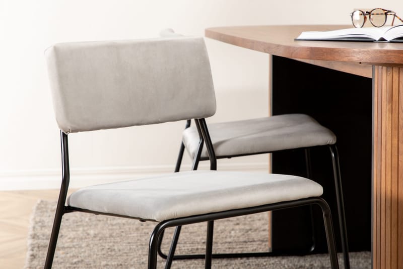 Biana Matgrupp 200 cm Oval inkl 4 Kenth Sammetsstolar - Valnötsbrun/Ljusgrå - Möbler - Matplats - Matgrupp & matbord med stolar