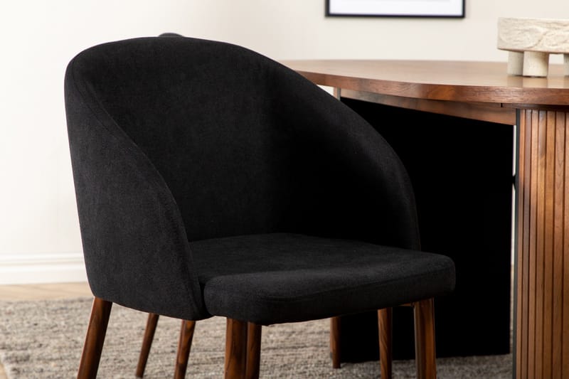 Biana Matgrupp 200 cm Oval inkl 4 Kullersbro Stolar - Valnötsbrun/Svart/Brun - Möbler - Matplats - Matgrupp & matbord med stolar