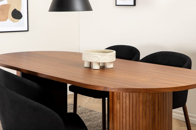 Biana Matgrupp 200 cm Oval inkl 4 Kullersbro Stolar - Valnötsbrun/Svart/Brun - Möbler - Matplats - Matgrupp & matbord med stolar