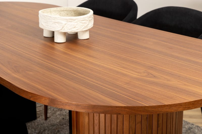 Biana Matgrupp 200 cm Oval inkl 4 Kullersbro Stolar - Valnötsbrun/Svart/Brun - Möbler - Matplats - Matgrupp & matbord med stolar