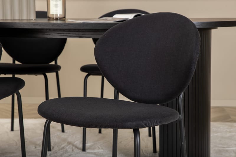 Biana Matgrupp 200 cm Oval inkl 4 Moncoll Stolar - Svart - Möbler - Matplats - Matgrupp & matbord med stolar