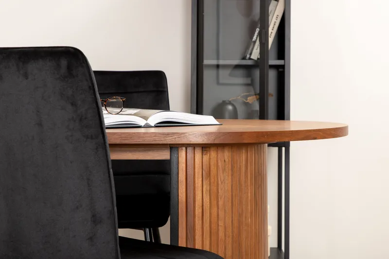 Biana Matgrupp 200 cm Oval inkl 4 Robin Sammetsstolar - Valnötsbrun/Svart - Möbler - Matplats - Matgrupp & matbord med stolar