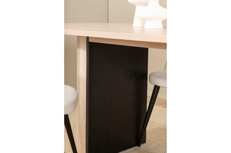 Biana Matgrupp 200 cm Oval inkl 4 Valera Manchesterstolar - Beige/Svart/Beige - Möbler - Matplats - Matgrupp & matbord med stolar