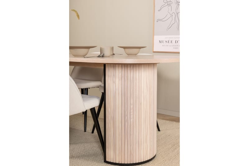 Biana Matgrupp 200 cm Oval inkl 4 Valera Manchesterstolar - Beige/Svart/Beige - Möbler - Matplats - Matgrupp & matbord med stolar