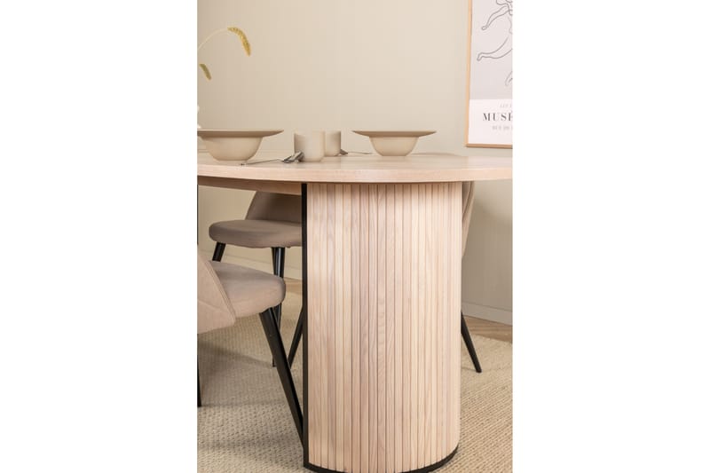Biana Matgrupp 200 cm Oval inkl 4 Velvets Stolar - Beige/Svart - Möbler - Matplats - Matgrupp & matbord med stolar