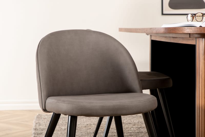 Biana Matgrupp 200 cm Oval inkl 4 Velvets Stolar - Valnötsbrun/Grå/Svart - Möbler - Matplats - Matgrupp & matbord med stolar