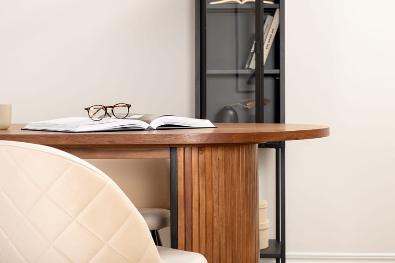 Biana Matgrupp 200 cm Oval inkl 4 Velvets Stolar - Valnötsbrun/Svart - Möbler - Matplats - Matgrupp & matbord med stolar