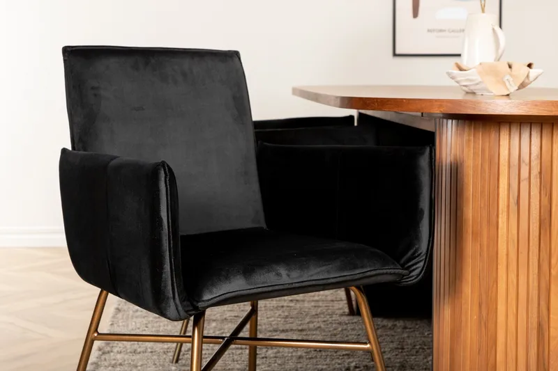 Biana Matgrupp 200 cm Oval inkl 4 Pipi Stolar - Valnötsbrun/Svart/Kopper - Möbler - Matplats - Matgrupp & matbord med stolar