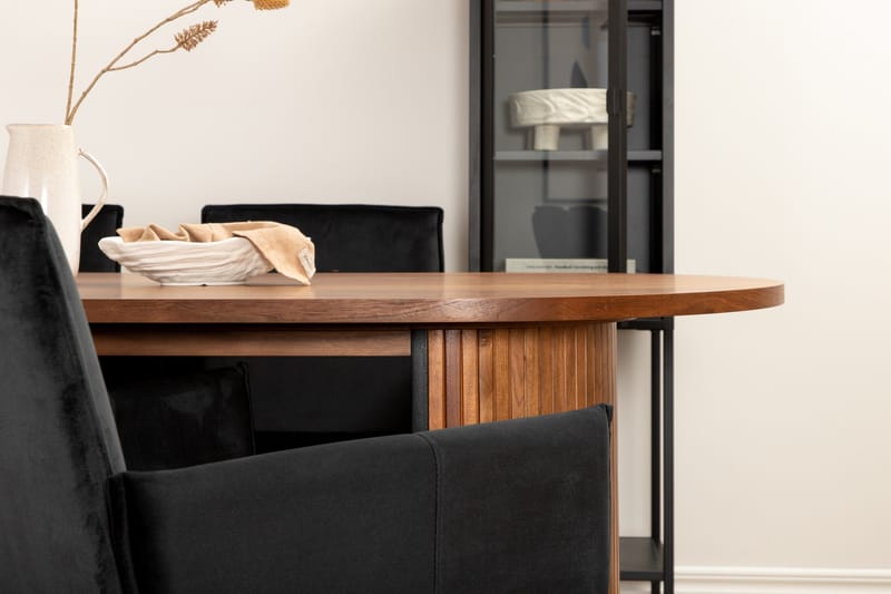 Biana Matgrupp 200 cm Oval inkl 4 Pipi Stolar - Valnötsbrun/Svart/Kopper - Möbler - Matplats - Matgrupp & matbord med stolar