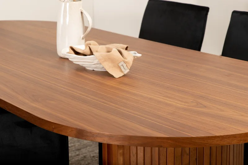 Biana Matgrupp 200 cm Oval inkl 4 Pipi Stolar - Valnötsbrun/Svart/Kopper - Möbler - Matplats - Matgrupp & matbord med stolar