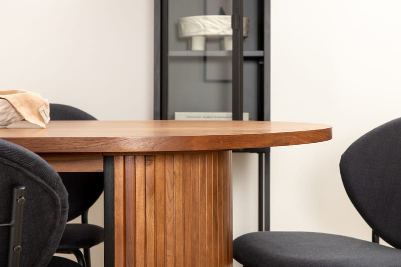 Biana Matgrupp 200 cm Oval inkl 6 Moncoll Stolar - Valnöt/Svart - Möbler - Matplats - Matgrupp & matbord med stolar