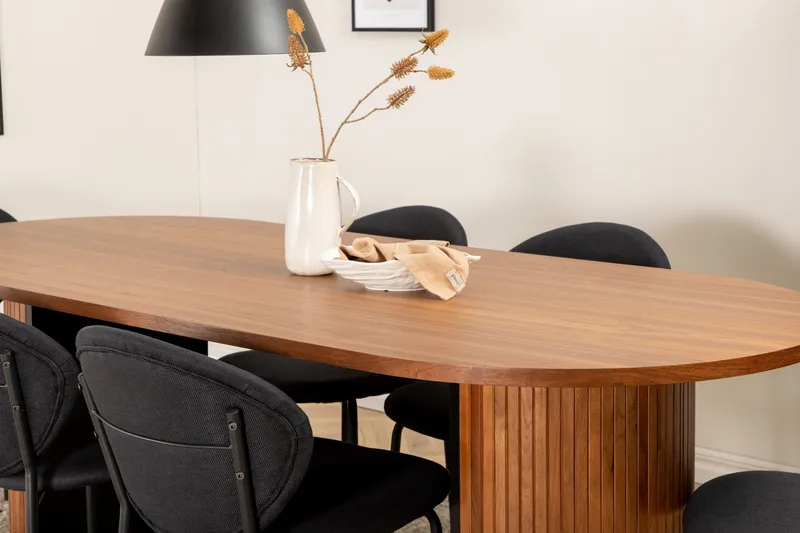 Biana Matgrupp 200 cm Oval inkl 6 Moncoll Stolar - Valnöt/Svart - Möbler - Matplats - Matgrupp & matbord med stolar