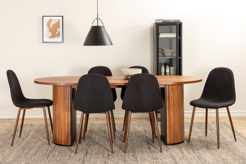 Biana Matgrupp 200 cm Oval inkl 6 Pontus Stolar - Valnötsbrun/Svart - Möbler - Matplats - Matgrupp & matbord med stolar