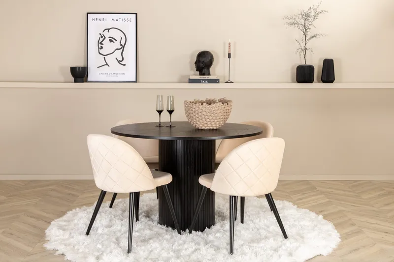 Bianca runt matbord med 4st Velvet matstol - Möbler - Matplats - Matgrupp & matbord med stolar