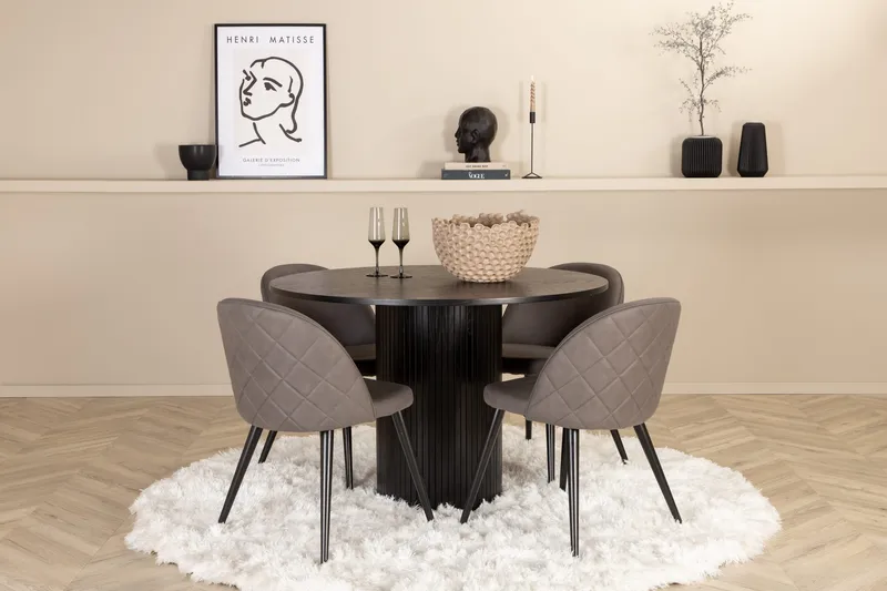 Bianca runt matbord med 4st Velvet matstol - Möbler - Matplats - Matgrupp & matbord med stolar