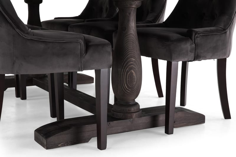 BORIS Bord 200 + 6 COLFAX Fåtölj Grå - Matgrupp & matbord med stolar