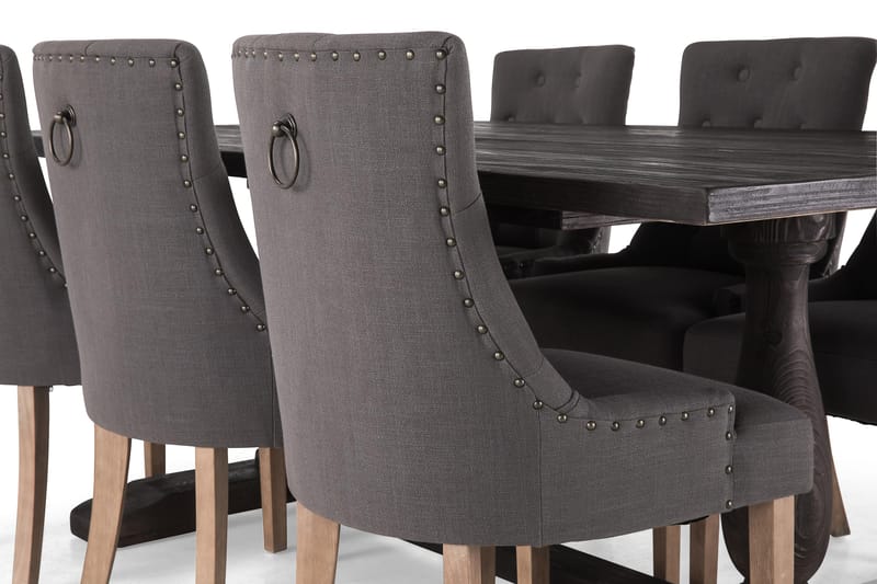 BORIS Bord 200 + 6 COLFAX Fåtölj Vit/Beige/Grå - Matgrupp & matbord med stolar