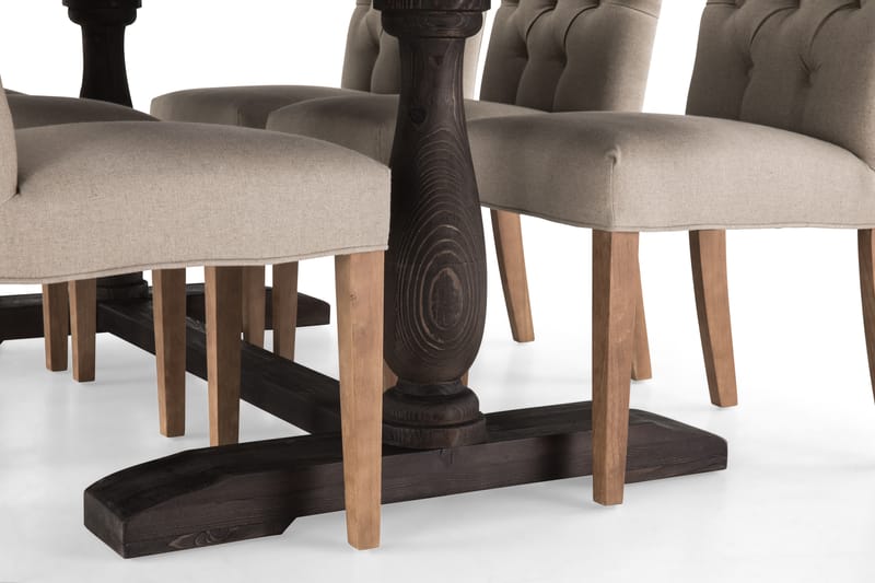BORIS Bord 200 + 6 JENCA Stol Vit/Beige/Grå - Matgrupp & matbord med stolar