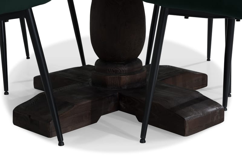BORIS Matbord 130 Runt Vintage Alm + 4 VIKEN Stol Grön - Matgrupp & matbord med stolar