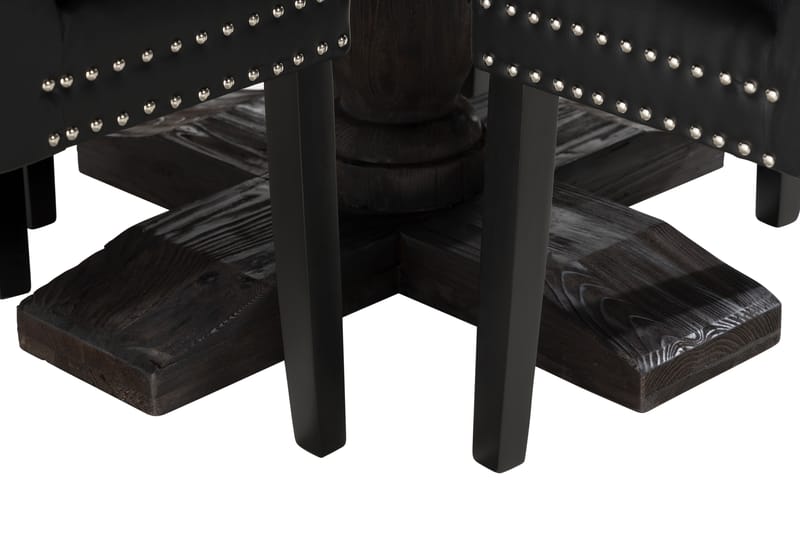 BORIS Matbord 130cm Rund Brun/Grå+4 VALSTORP Stol Konstläder - Matgrupp & matbord med stolar