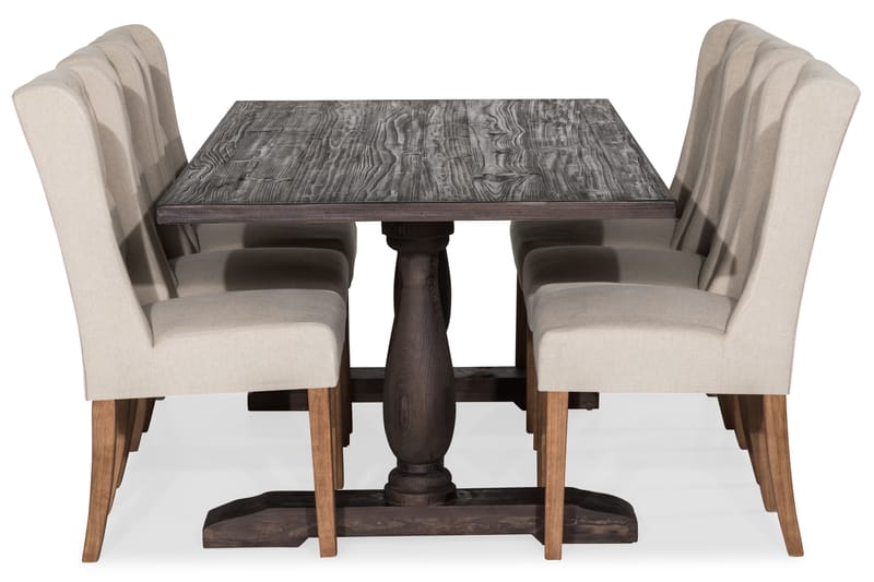 BORIS Matgrupp 200 + 6 SELMA Stol Vintage Alm/Beige - Möbler - Matplats - Matgrupp & matbord med stolar