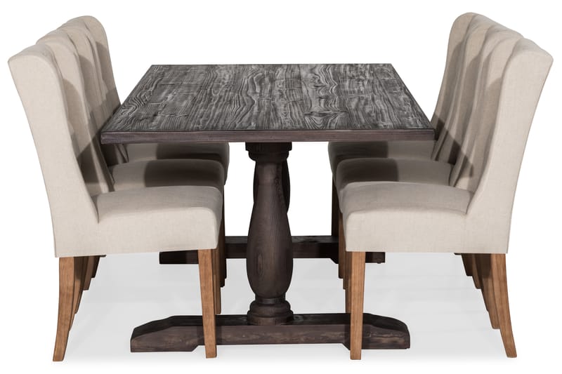 BORIS Matgrupp 200 + 6 SELMA Stol Vintage Alm/Beige - Matgrupp & matbord med stolar