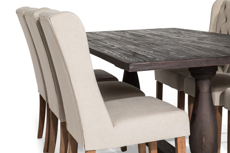 BORIS Matgrupp 200 + 6 SELMA Stol Vintage Alm/Beige - Möbler - Matplats - Matgrupp & matbord med stolar