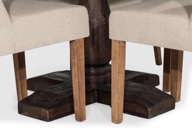 BORIS Matgrupp Rund 130 + 4 SELMA Stol Vintage Alm/Beige - Möbler - Matplats - Matgrupp & matbord med stolar
