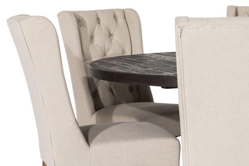 BORIS Matgrupp Rund 150 + 6 SELMA Stol Vintage Alm/Beige - Möbler - Matplats - Matgrupp & matbord med stolar