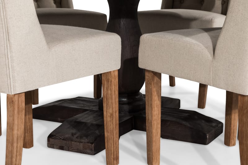BORIS Matgrupp Rund 150 + 6 SELMA Stol Vintage Alm/Beige - Möbler - Matplats - Matgrupp & matbord med stolar