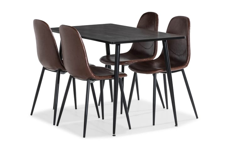 BUDVIC Matgrupp + 4 Matstolar Brun - Matgrupp & matbord med stolar