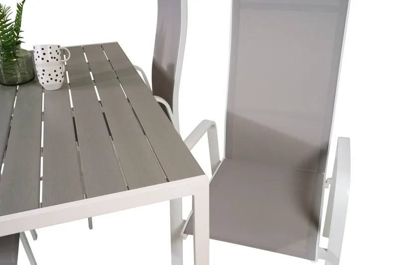 Buitepos Matgrupp inkl 4 Dusternbrook Karmstolar - Polywood/Vit - Utemöbler - Utegrupp - Matgrupper utomhus