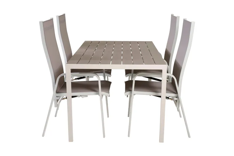 Buitepos Matgrupp inkl 4 Dusternbrook Karmstolar - Polywood/Vit - Utemöbler - Utegrupp - Matgrupper utomhus