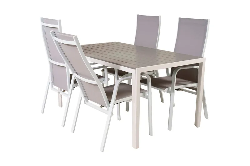 Buitepos Matgrupp inkl 4 Dusternbrook Karmstolar - Polywood/Vit - Utemöbler - Utegrupp - Matgrupper utomhus