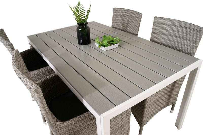 Buitepos Matgrupp inkl 4 Kalkfeld Karmstolar - Polywood/Vit - Utemöbler - Utegrupp - Matgrupper utomhus