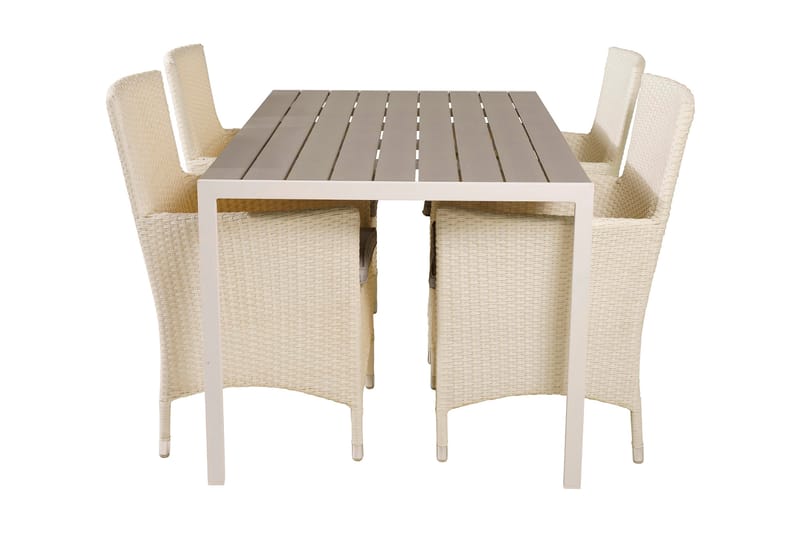 Buitepos Matgrupp inkl 4 Kalkfeld Karmstolar - Polywood/Vit - Möbler - Matplats - Matgrupp & matbord med stolar