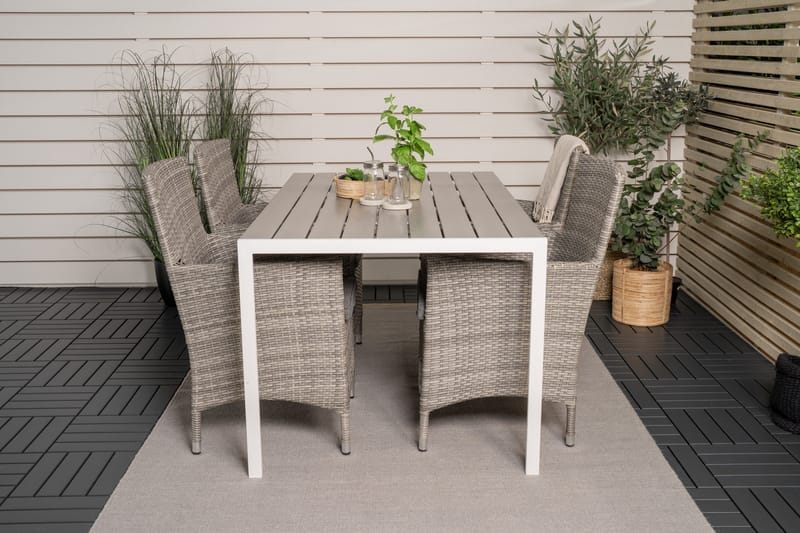 Buitepos Matgrupp inkl 4 Kalkfeld Karmstolar - Polywood/Vit - Utemöbler - Utegrupp - Matgrupper utomhus