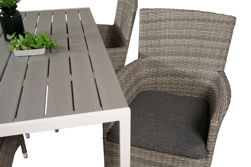 Buitepos Matgrupp inkl 4 Kalkfeld Karmstolar - Polywood/Vit - Utemöbler - Utegrupp - Matgrupper utomhus